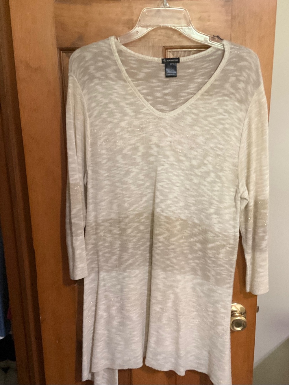 new directions Cream Heathered V-Neck Tunic